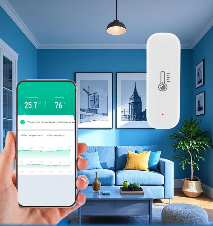 Zigbee Temperature Humidity Sensor 2×AAA Battery, 30 Days Data Storage ...
